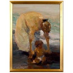 Dan Mccaw Helping Hand Signed Contemporary Impressionist Figurative Oil Painting