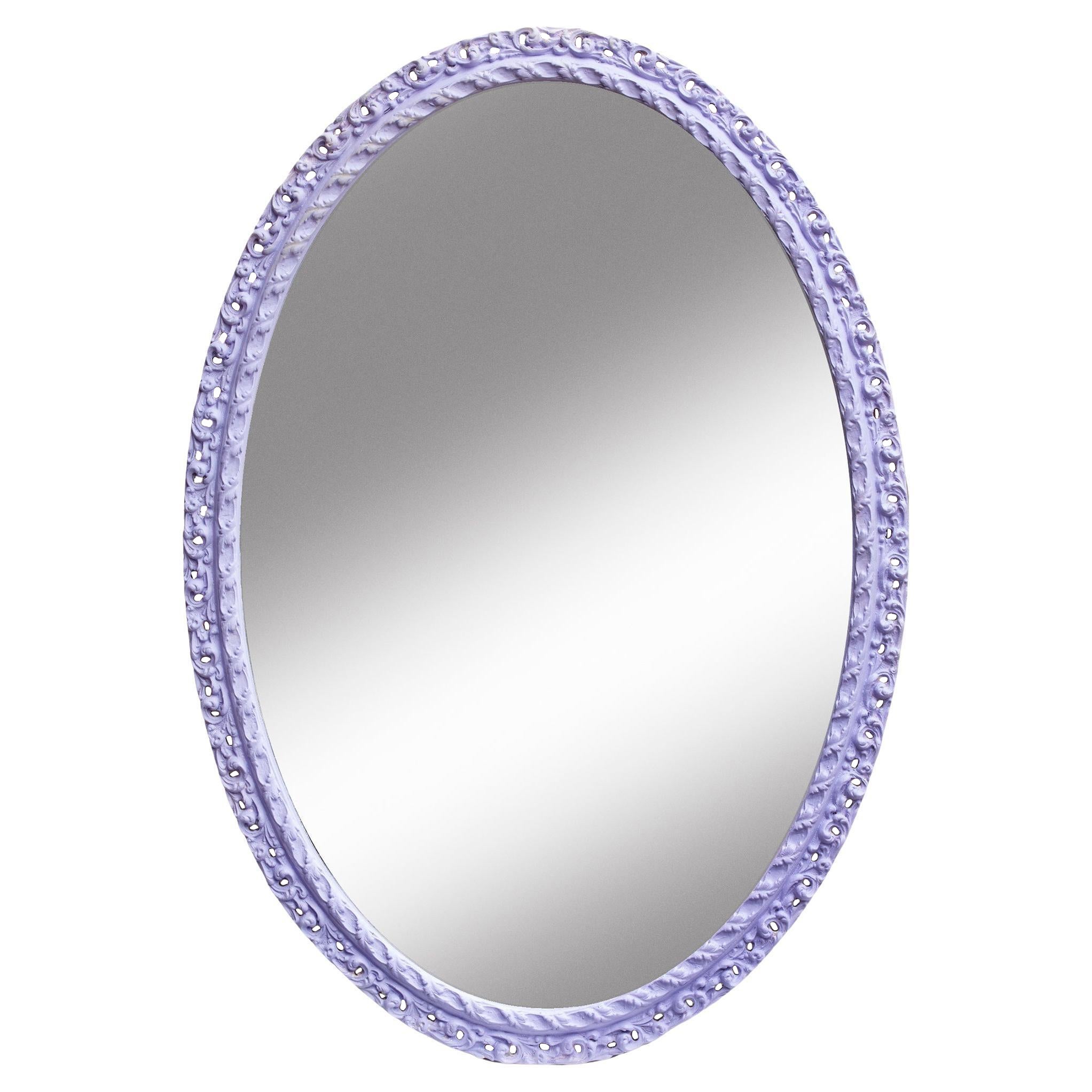 Grand miroir ovale réticulé violet