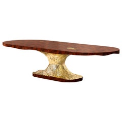 Metamorphosis Oval Dining Table - Hand Hammered Brass & Wood - Boca do Lobo