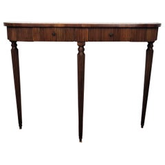 1950s Mid-Century Italian Slatted Wood Slim Wall Console Table