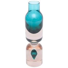 Italian Murano Sommerso Cenedese Glass Vase, Vessel Sculpture