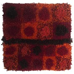 Jane Knight Sculptural Wool Red Fiber Art, 1960s