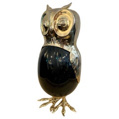 Vintage Anthony Redmile Style Stone Egg and Brass Owl Sculpture