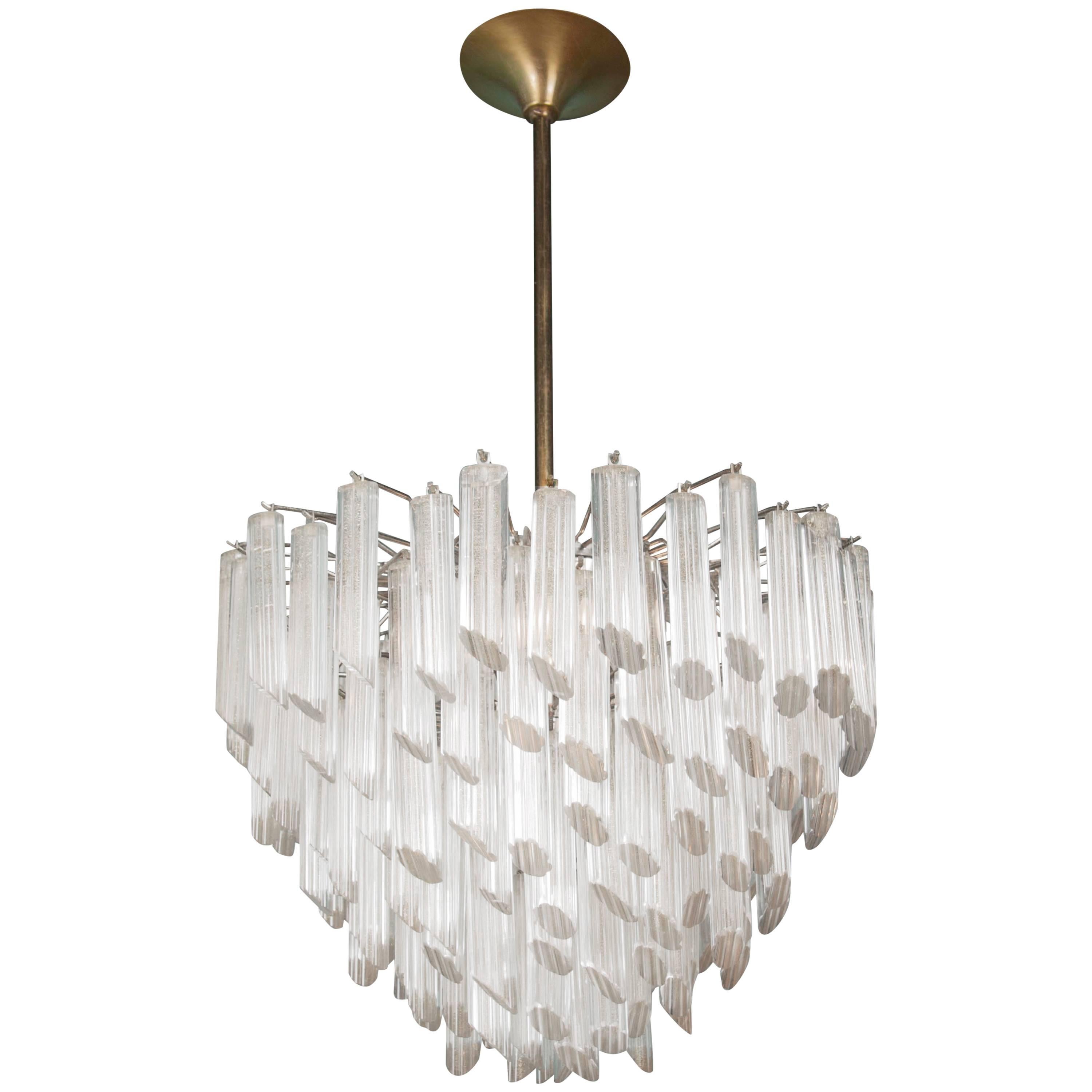 Magnificent Camer Chandelier of Tiered Murano Glass Prisms