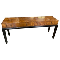 Hekman midcentury burled wood console