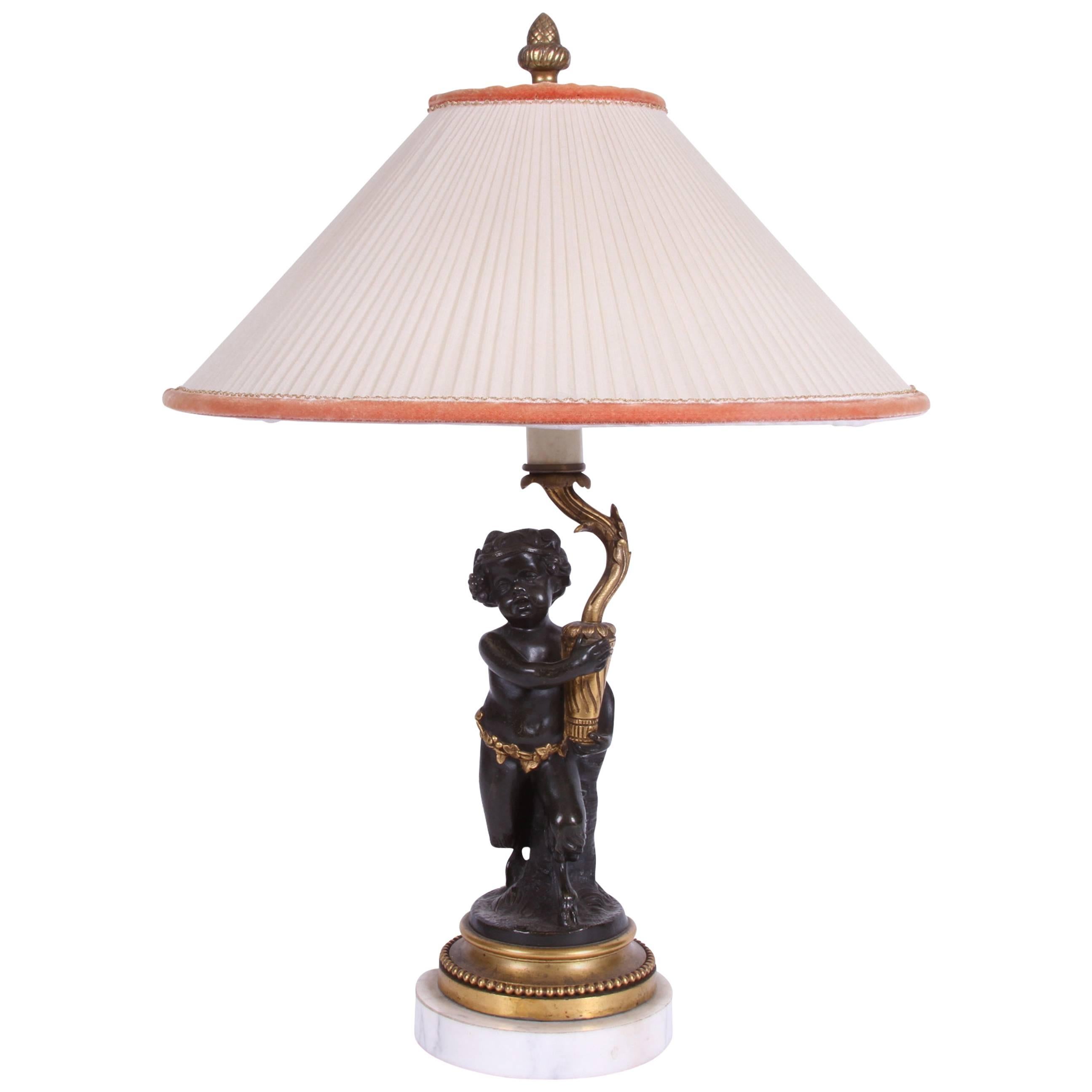 Antique French Bronze Cherub Lamp