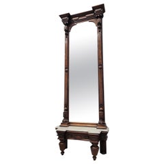 Antique American Eastlike Style Pier Mirror with a Carrera Marble Base- 2 piece