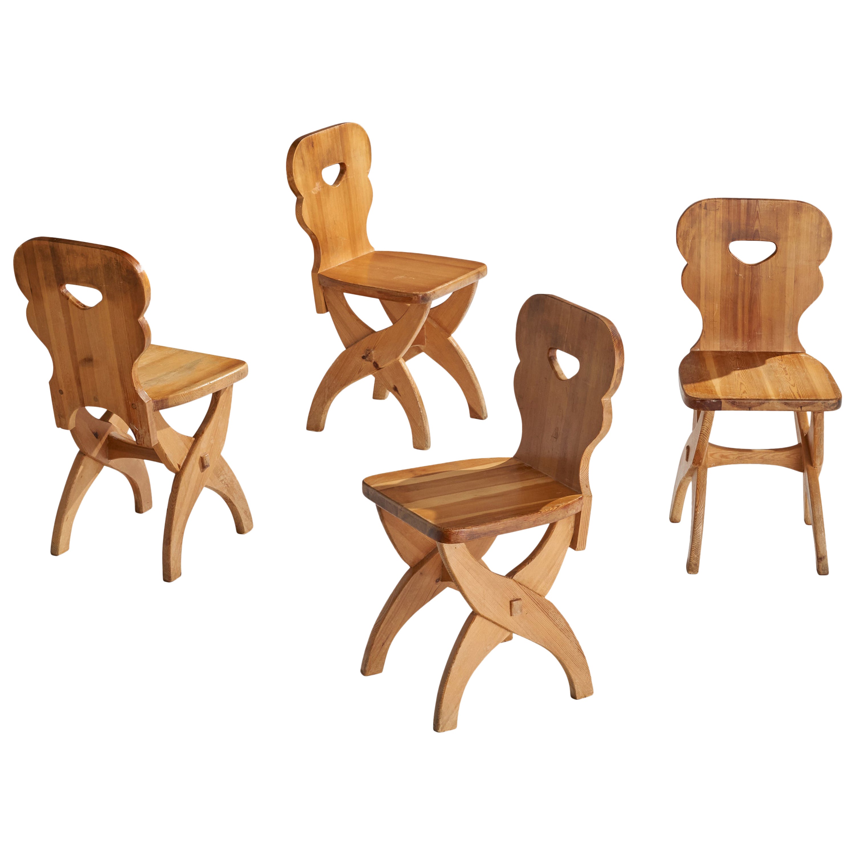 Diseñador sueco, sillas de comedor, pino, Suecia, años 70