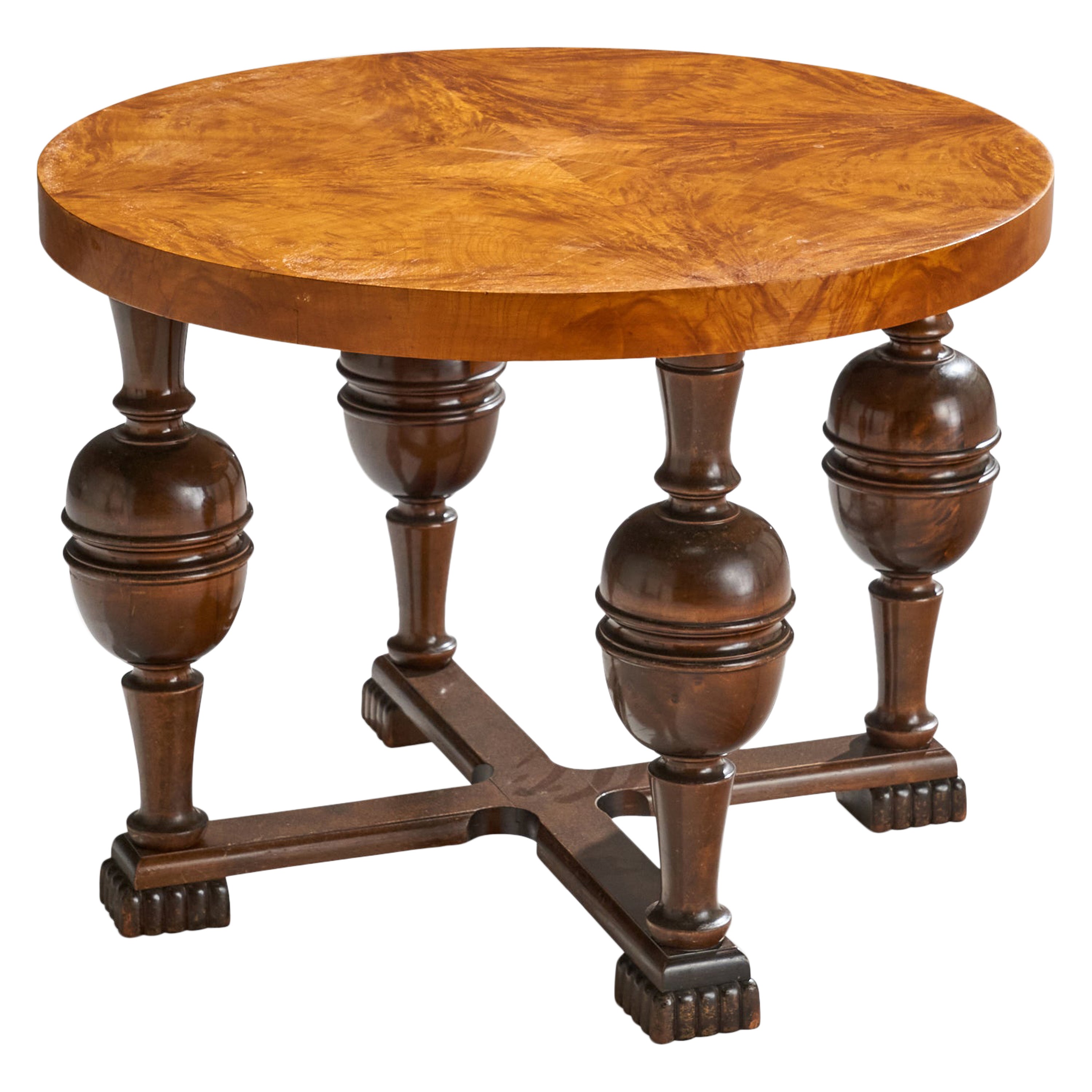 Schwedischer Designer, Beistelltisch, Birke, Schweden, 1930er Jahre