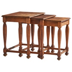 Swedish Designer, Nesting Tables, Oak, Sweden, 1930s