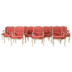 Set of Twelve Country French Provincial Style Painted Dining Chairs