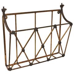 Vintage Italian Gilt Iron Wall-Mounted Magazine Rack