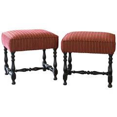 Pair of English Style Footstools or Ottomans