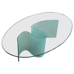 Fiam-Inspired Biomorphic Tempered Glass Coffee Table