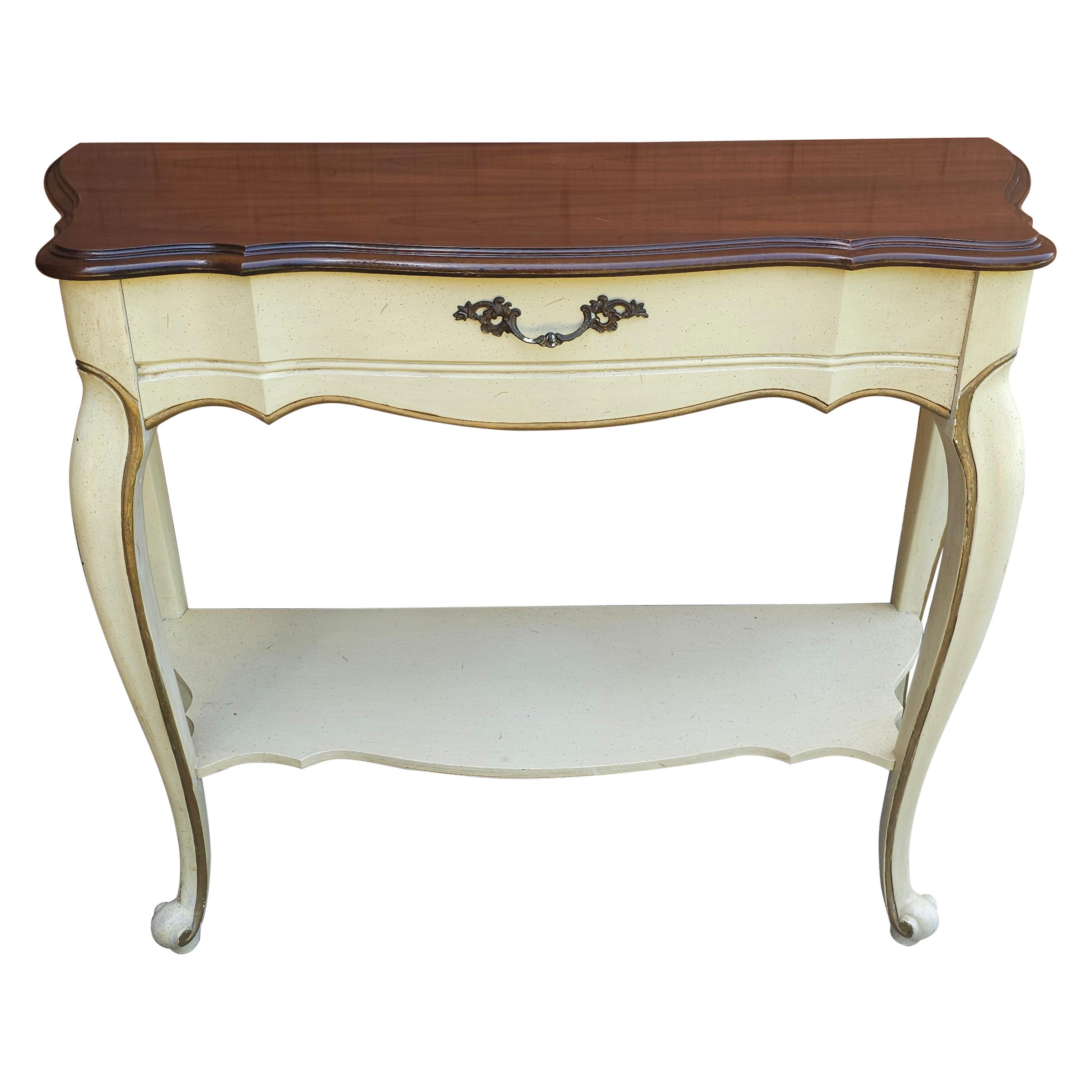 French Provincial Style Partial Gilt And Enamel Painted Console Table For Sale