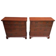 Antique Pair Early 20th Century Manor House Mahogany Bachelor's Secretary Chest