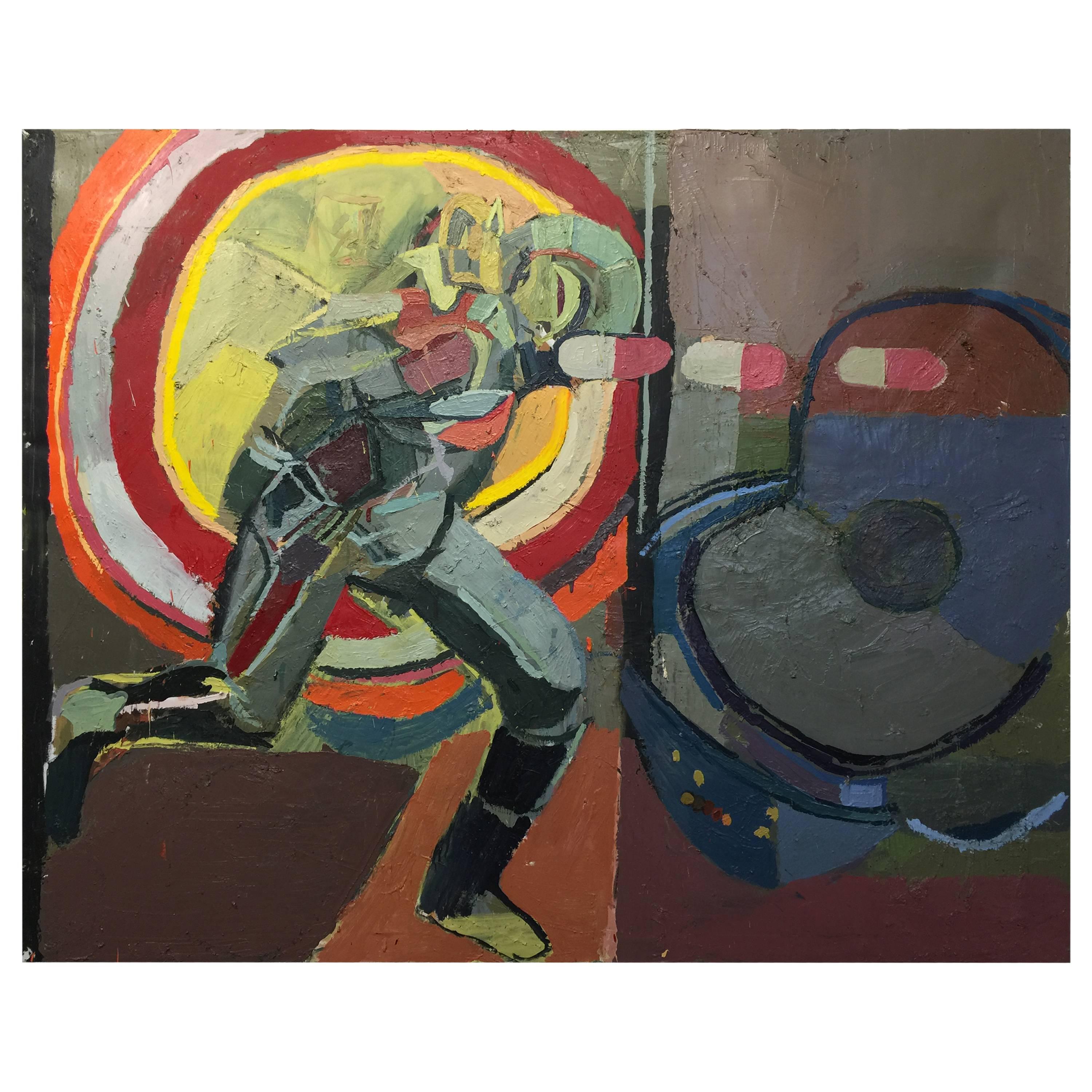 Ant Man Running into an Atom Oil Painting by NYC Artist Clintel Steed, 2015 For Sale