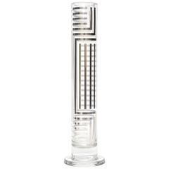 Architectural Italian Signed Sterling Silver Geometric Overlay Sottsass Vase 9