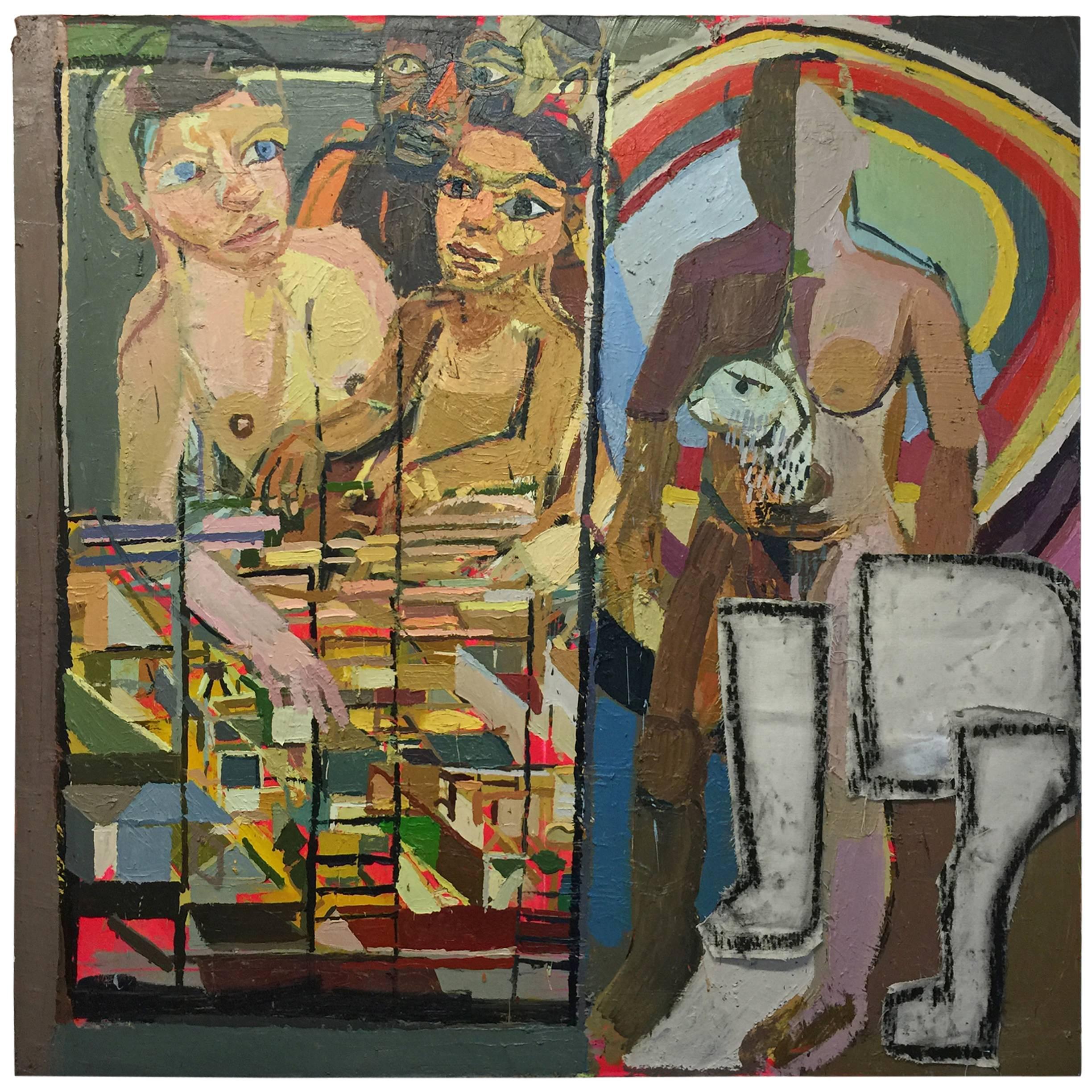 Family Portrait Oil on Canvas Painting by NYC Artist Clintel Steed, 2015 For Sale