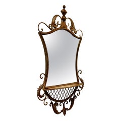 Metal Wall or Console Mirror with Shelf  An elegant piece 