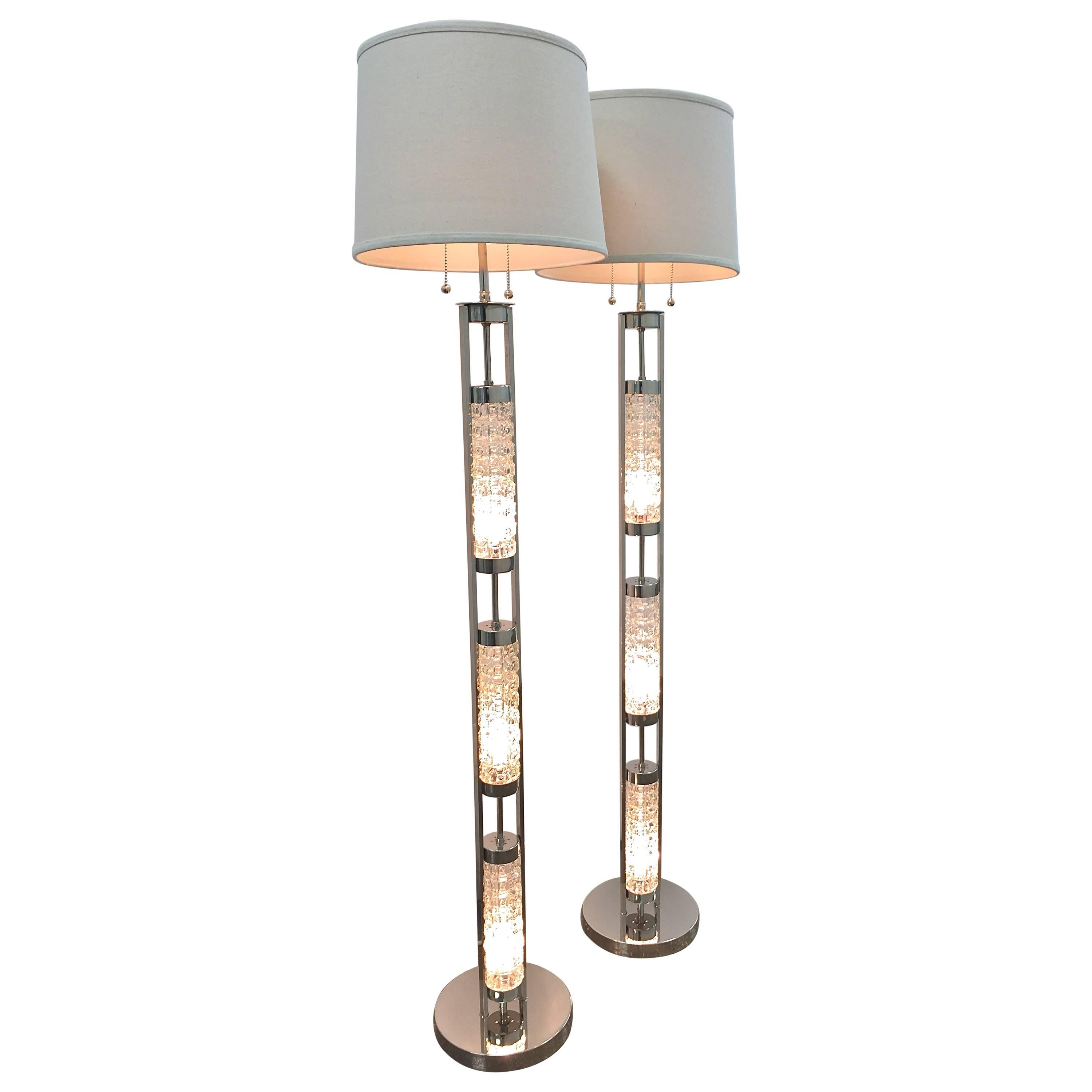 Pair of Floor Lamps in the Orrefors Style