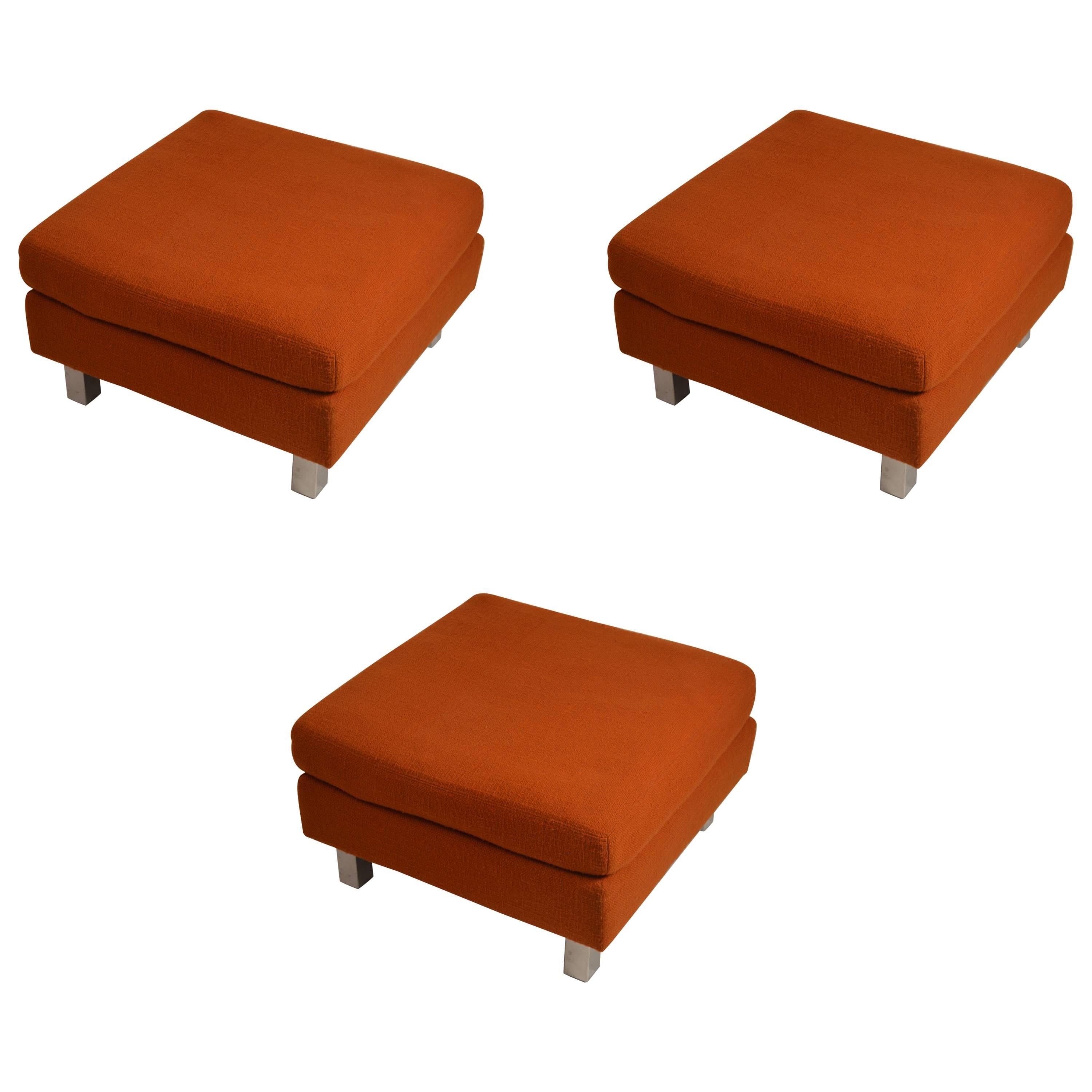 Set of Three "Contempo" Ottomans, Benches, Footrests, Poufs