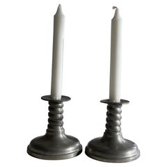 Vintage Scandinavian Modern Pewter Norwegian Candlesticks