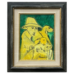 Oil Painting on Canvas of a Pastoral Scene by Remo Brindisi, 1970s