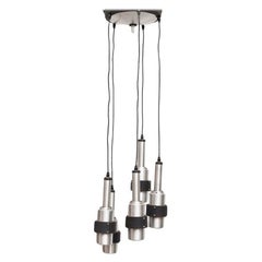 Fünf-Hängelampe-Kronleuchter aus gesponnenem Aluminium von Raak, 1968