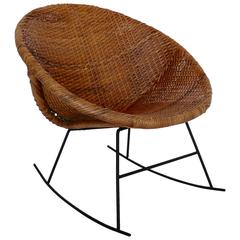 Retro Calif Asia Iron and Rattan Rocker