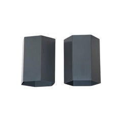 Paar Raak Attributed Grau emailliertem Metall Hexagon Flush Mount Lights