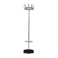 Vintage Mid-Century Ahrend De Cirkel Chrome Coat Rack with Umbrella Stand and Black Base