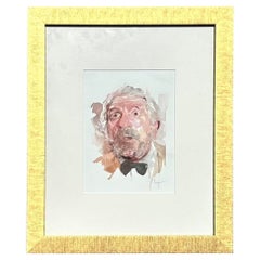 Vintage Boho Retrato de hombre Gauche Pintura sobre papel