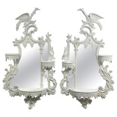 Chinese Chippendale style Ho Ho bird mirrors