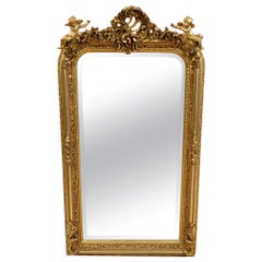 Gorgeous Louis XV French Style Gold Cherub Beveled Mirror