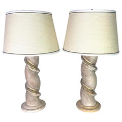 Pair of Italian Twisted Column Lamps w/ Shades