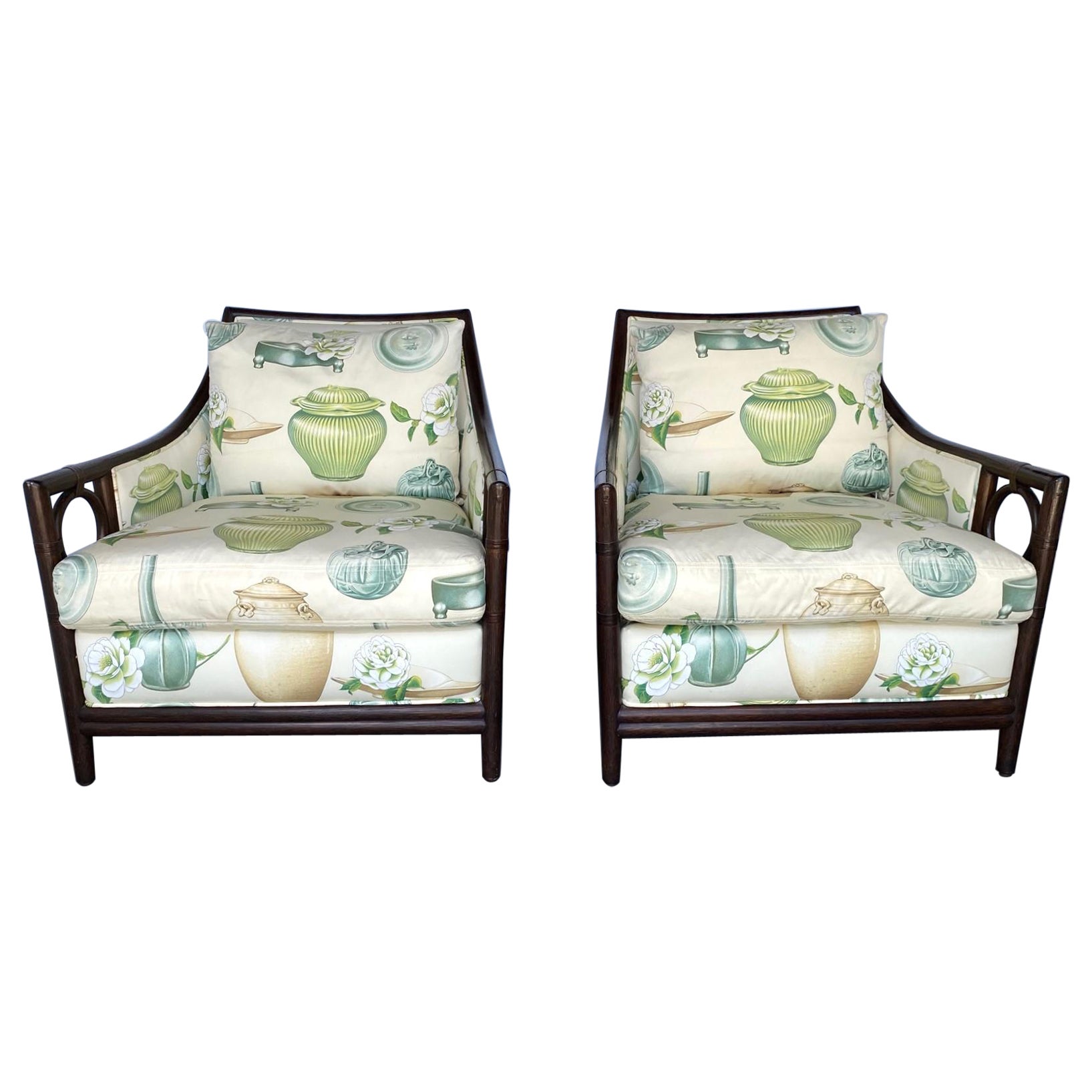 Rattan Club Chairs by McGuire Set of 2