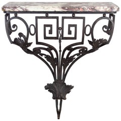 French Louis XVI French Iron Console with marble top