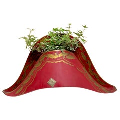 French Red Gilt Decorated Tole & Bronze  Planter/ Cachepot of Napoleons Hat