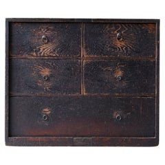 Japanese Antique Black Drawer 1860s-1900s / Storage Tansu Wabi Sabi
