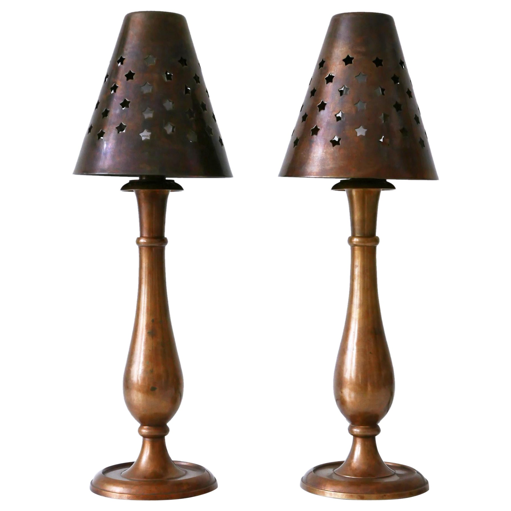 Set di due lampade da tavolo in ottone moderne di metà secolo di Lambert Germania, anni '70