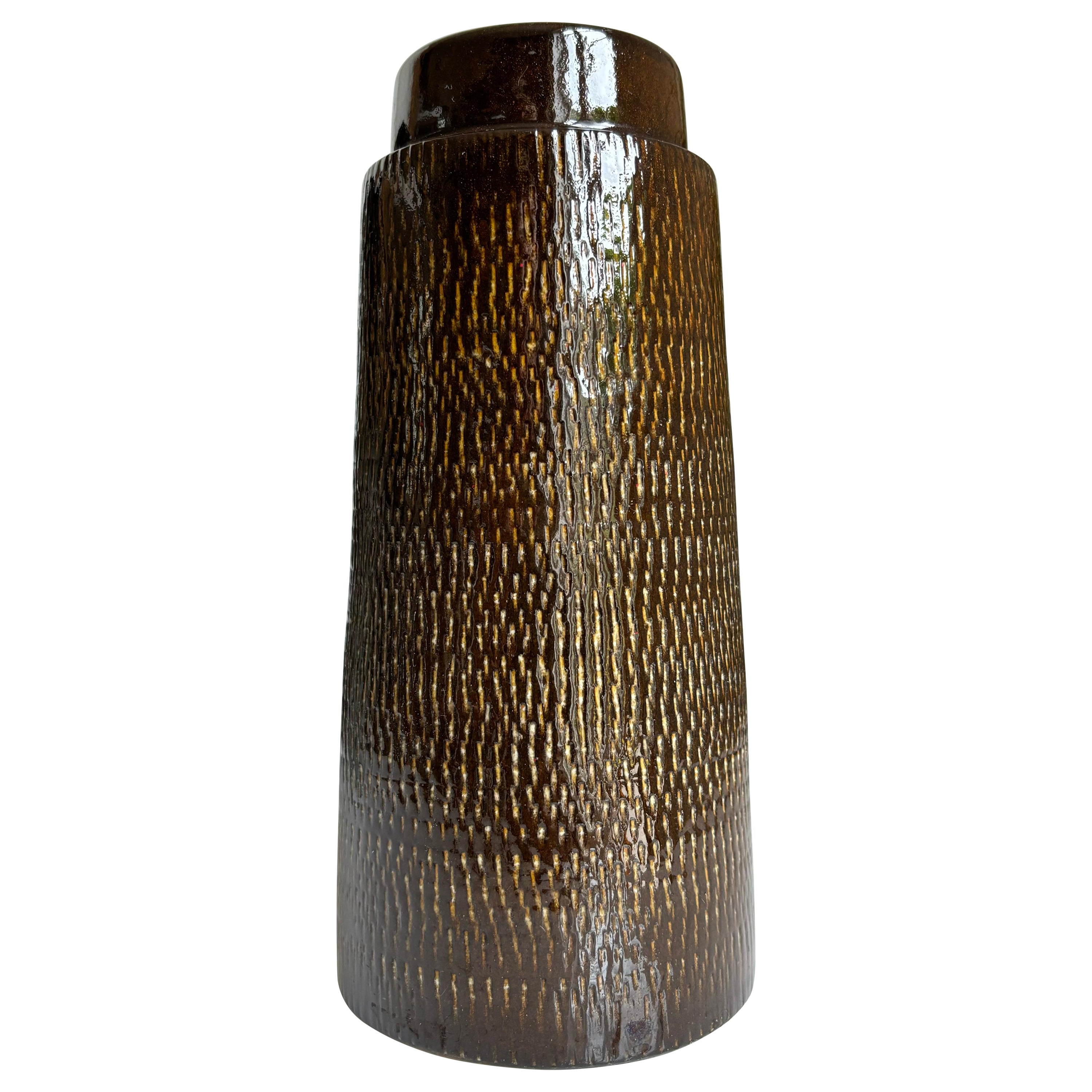 Ingrid Atterberg para Upsala Ekeby Jarrón con textura marrón, años 50