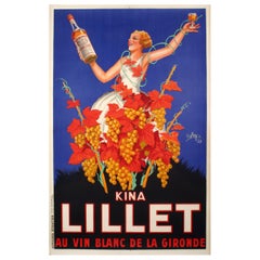 Robys, Original Vintage Poster, Kina Lillet Wine, Bordeaux, Bunch of grape, 1937