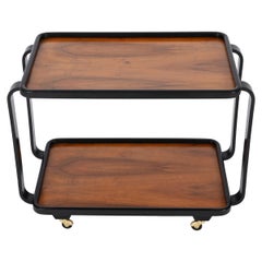 Art Deco Serving Bar Cart in Bent Wood and Walnut, Gino Maggioni, Italy, 1930s