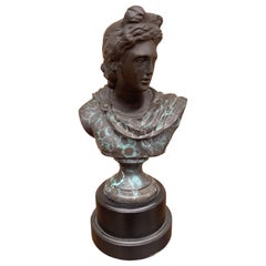 Sculpture classique en laiton Verdigris Buste d'Apollo Mythologique Belvedere