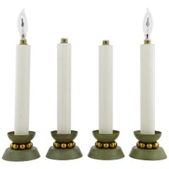 Exceptional and Decorative Set of Four Art Deco Candlestick Lamps, 1930s