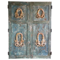 Pair of French Provincial Painted & Parcel Gilt Doors, C. 1900's