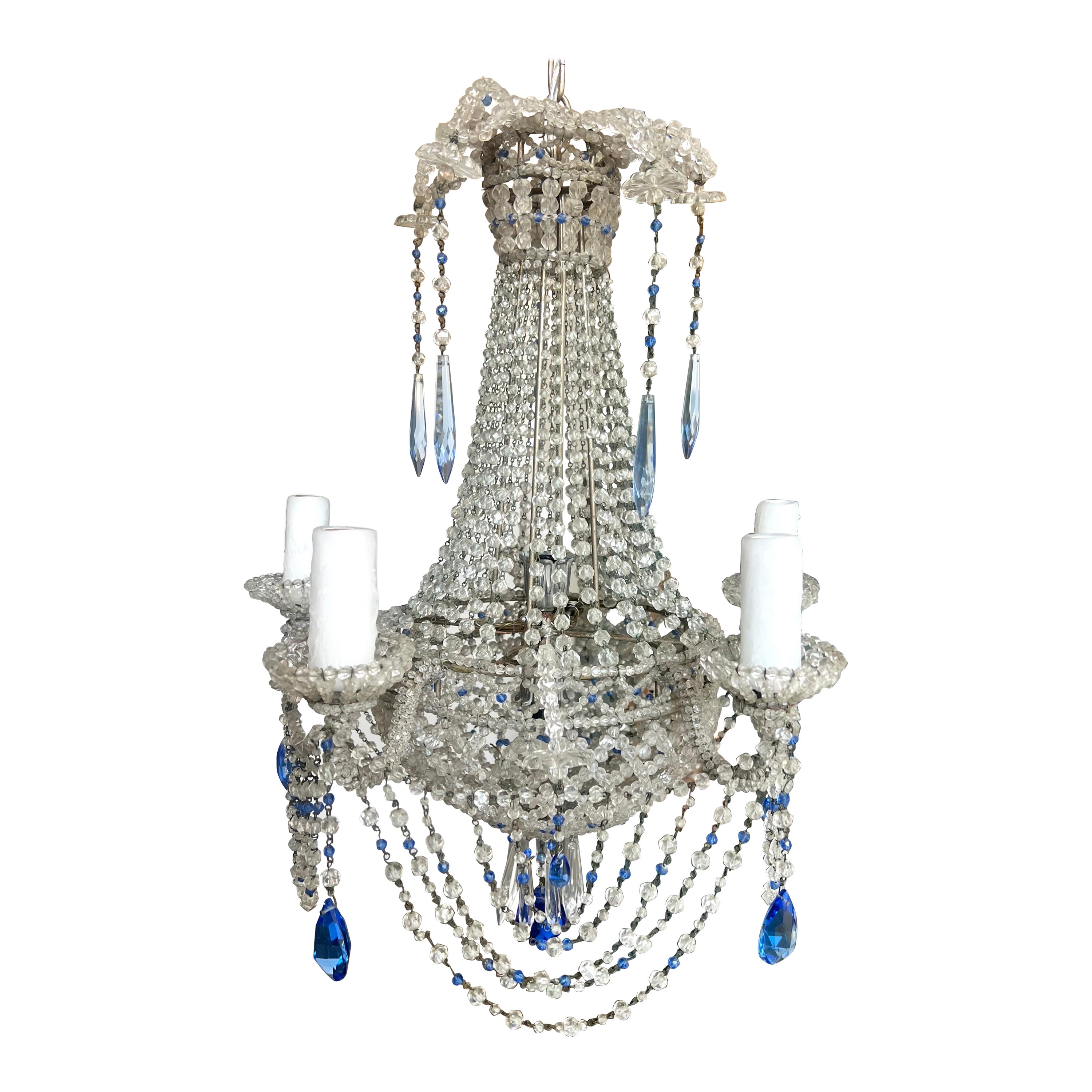 Lustre français en cristal perlé des années 1930