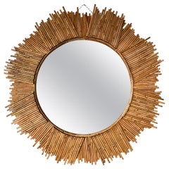 Rattan Sun Mirror by Vivai Del Sud. Italy, 1970s