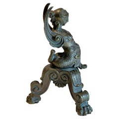 Early 19th Century Whimsical Bronze Mermaid With Wings